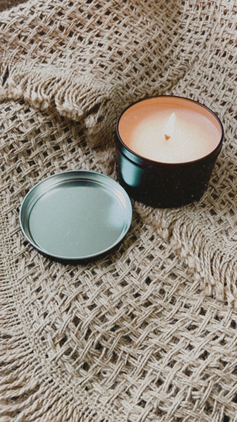 8oz. Round Candle Tin w/Clear Lid - African Amber