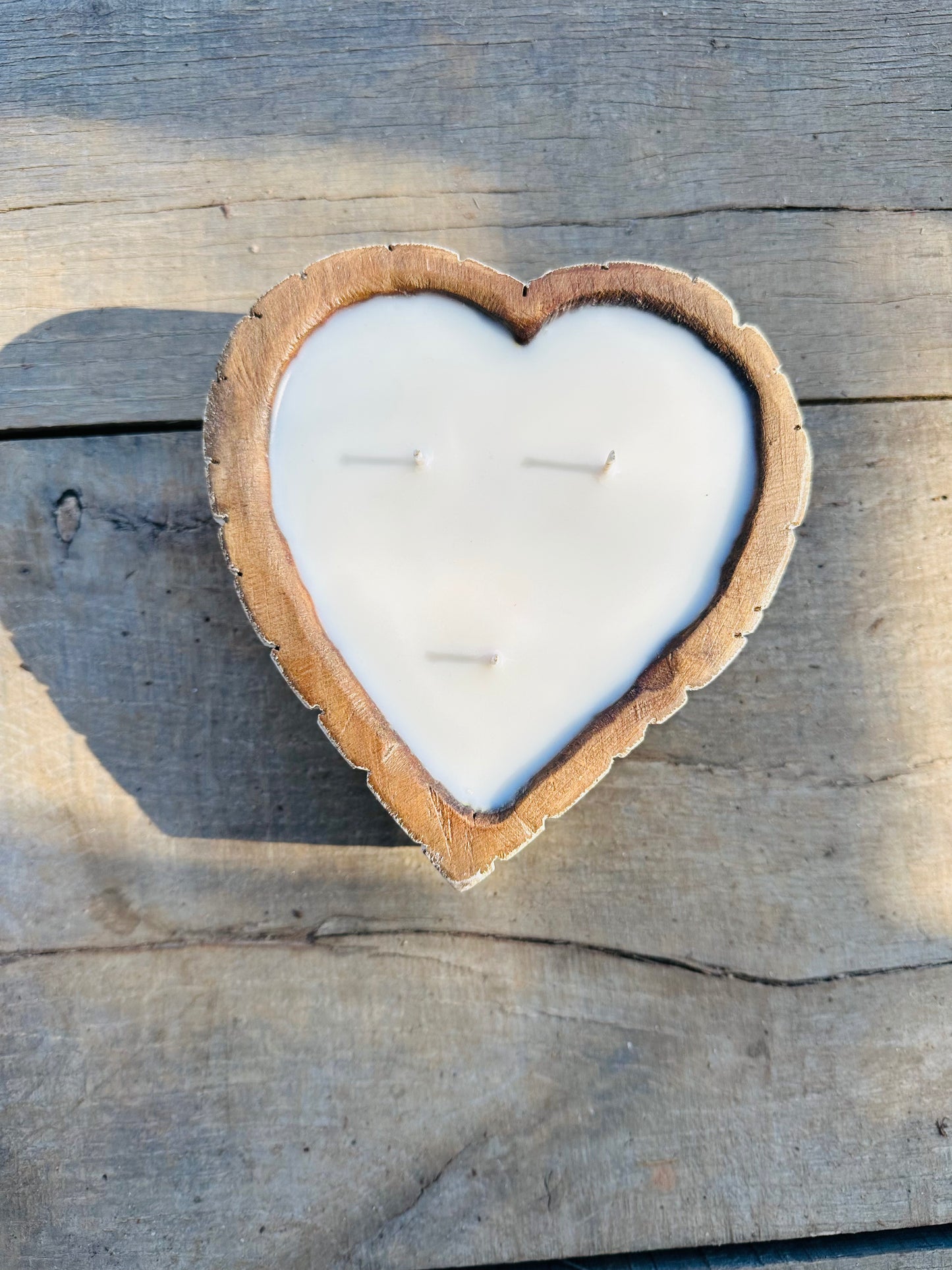 White Wooden Heart Candle